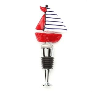 Dennis East Glass Sailboat Wine Bottle Stopper